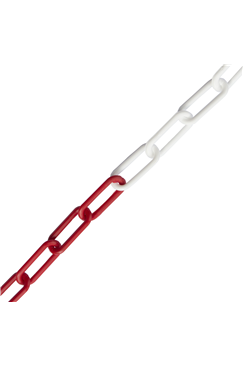 6mm RED & WHITE Plastic Link Chain x 30mtr Reel