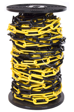 6mm YELLOW & BLACK Plastic Link Chain 30mtr Reel