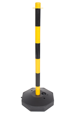 Yellow and Black Plastic Safety Post with base