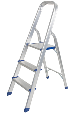 LifeGear Aluminium 3 Tread Step Ladder – Slip Resistant Treads